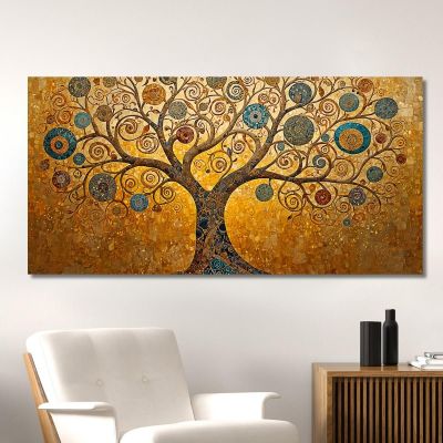 Tree Of Life Gold And Blue Spirals Painting avt17 canvas print 