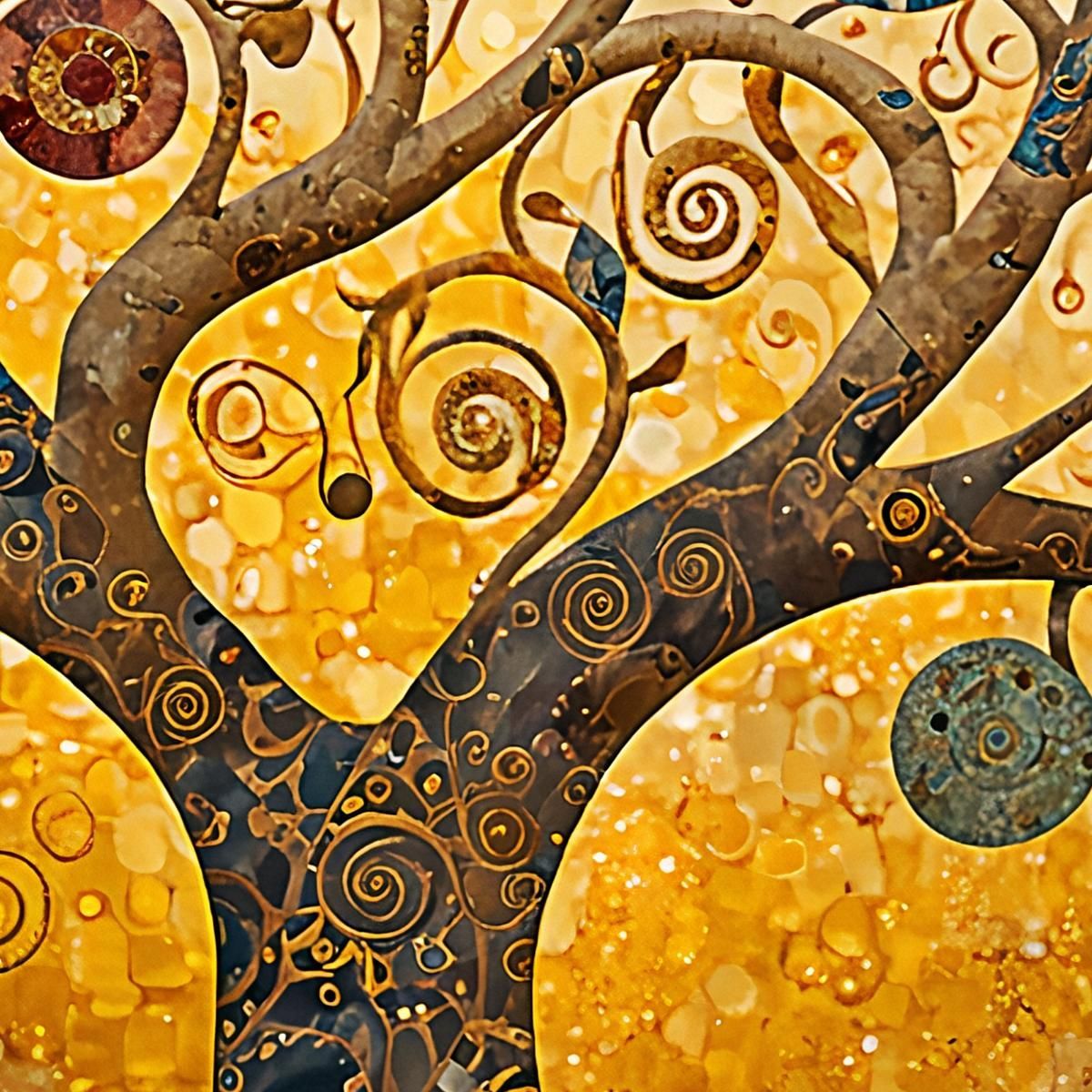 Tree Of Life Gold And Blue Spirals Painting avt17 canvas print