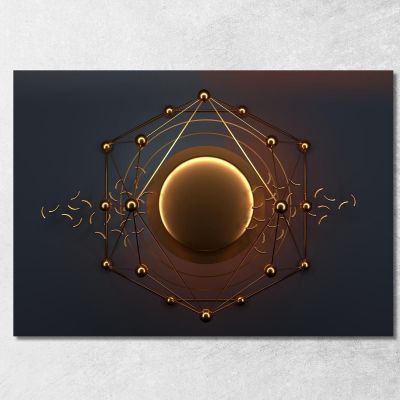 Minimalist Futuristic Golden Circle Painting On Dark Background abs85 canvas print 