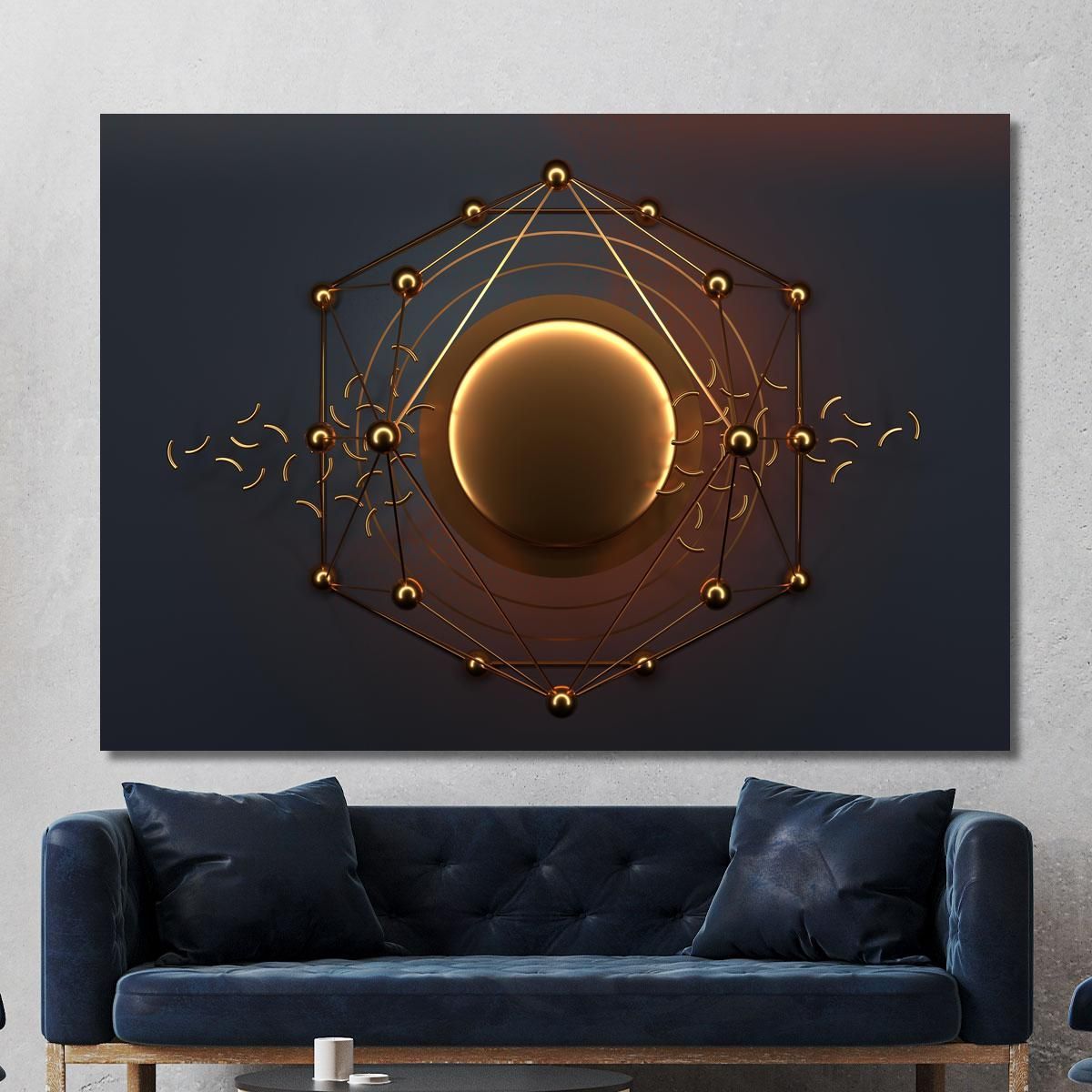 Minimalist Futuristic Golden Circle Painting On Dark Background abs85 canvas print 