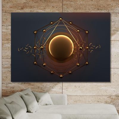 Minimalist Futuristic Golden Circle Painting On Dark Background abs85 canvas print 