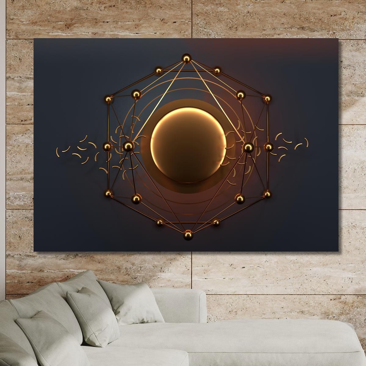 Minimalist Futuristic Golden Circle Painting On Dark Background abs85 canvas print 