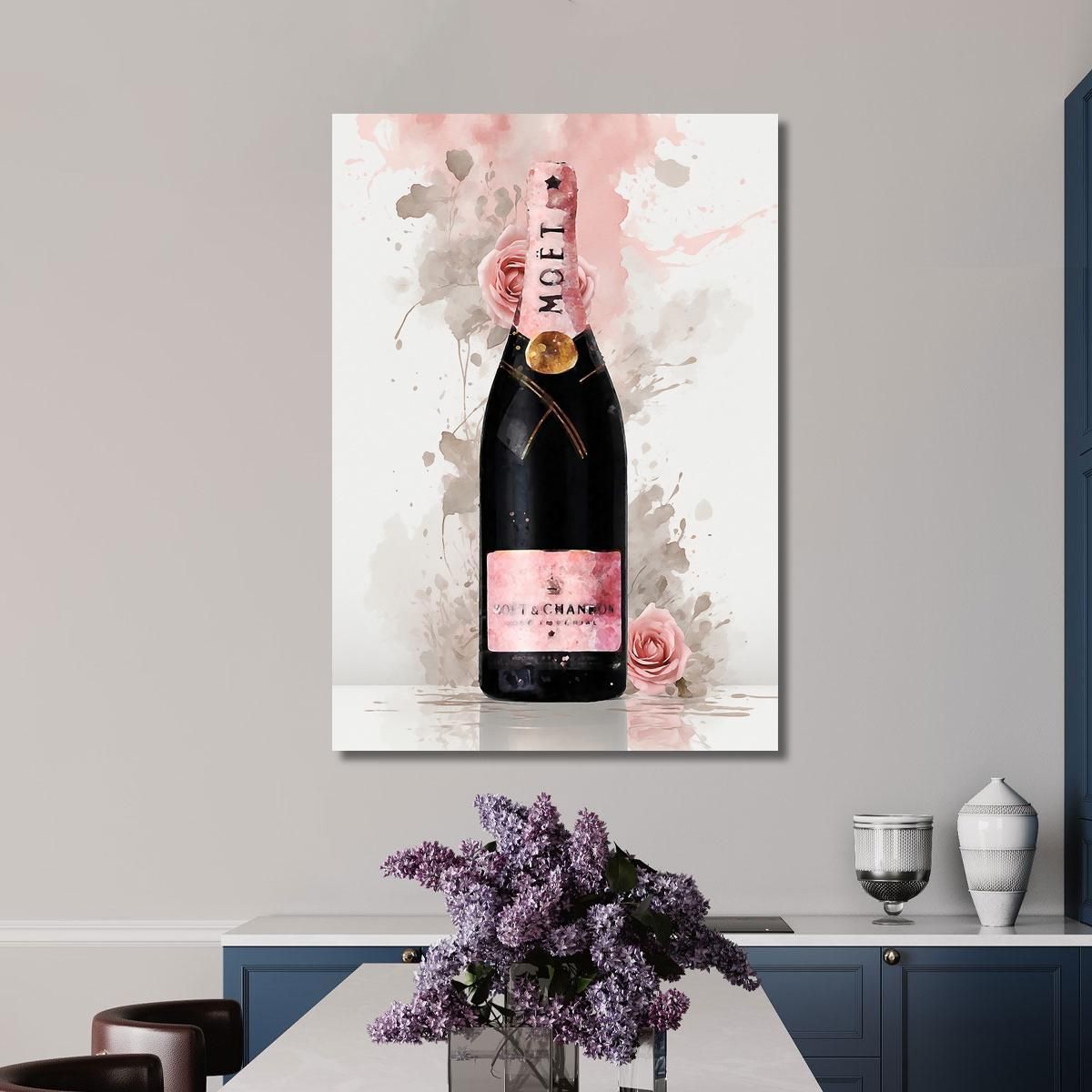 Modern Painting Champagne Pink And Flowers Refined Delicacy chm16 canvas print 