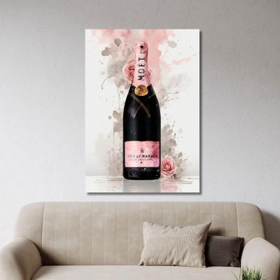 Modern Painting Champagne Pink And Flowers Refined Delicacy chm16 canvas print 