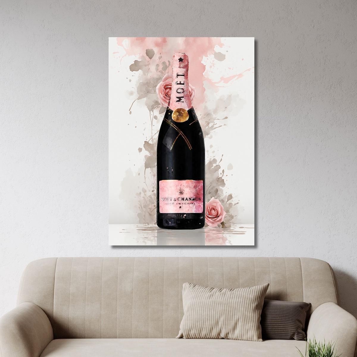 Modern Painting Champagne Pink And Flowers Refined Delicacy chm16 canvas print 