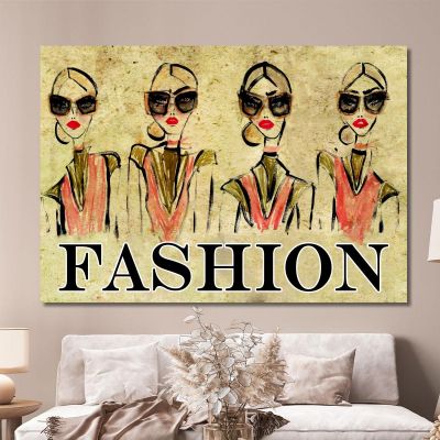 Fashion Sketches Frame Illustrated With Women And Sunglasses Fashion fsn11 canvas print 