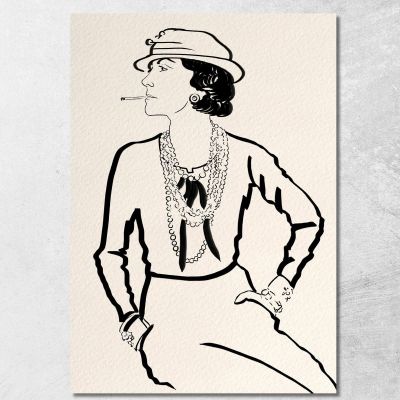 Coco Chanel Retro Elegant Black And White Drawing Painting Fashion fsn12 canvas print 