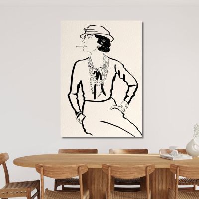 Coco Chanel Retro Elegant Black And White Drawing Painting Fashion fsn12 canvas print 