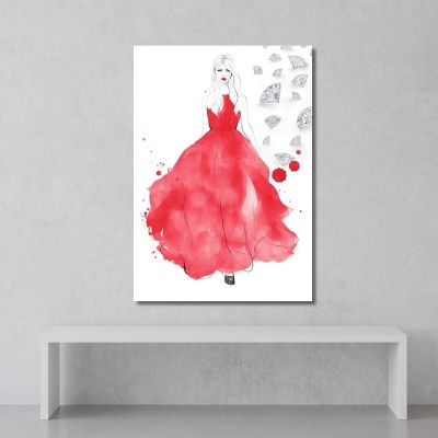 Painting Woman Red Dress Illustration Fashion Luxury Fashion fsn17 canvas print 