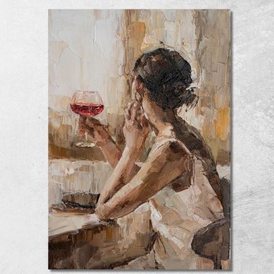 Painting Of A Woman With A Glass Of Red Wine Fashion fsn27 canvas print 