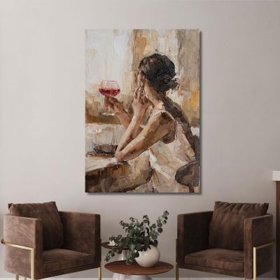 Painting Of A Woman With A Glass Of Red Wine Fashion fsn27 canvas print 