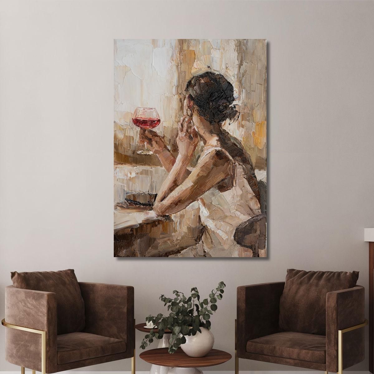 Painting Of A Woman With A Glass Of Red Wine Fashion fsn27 canvas print 