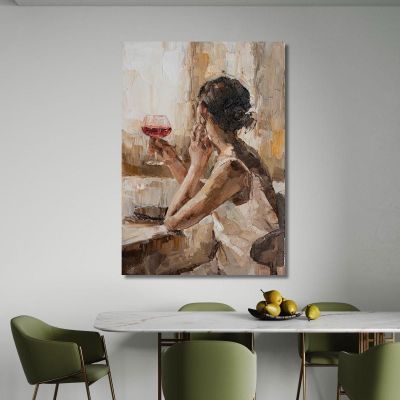 Painting Of A Woman With A Glass Of Red Wine Fashion fsn27 canvas print 