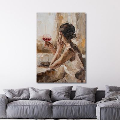 Painting Of A Woman With A Glass Of Red Wine Fashion fsn27 canvas print 