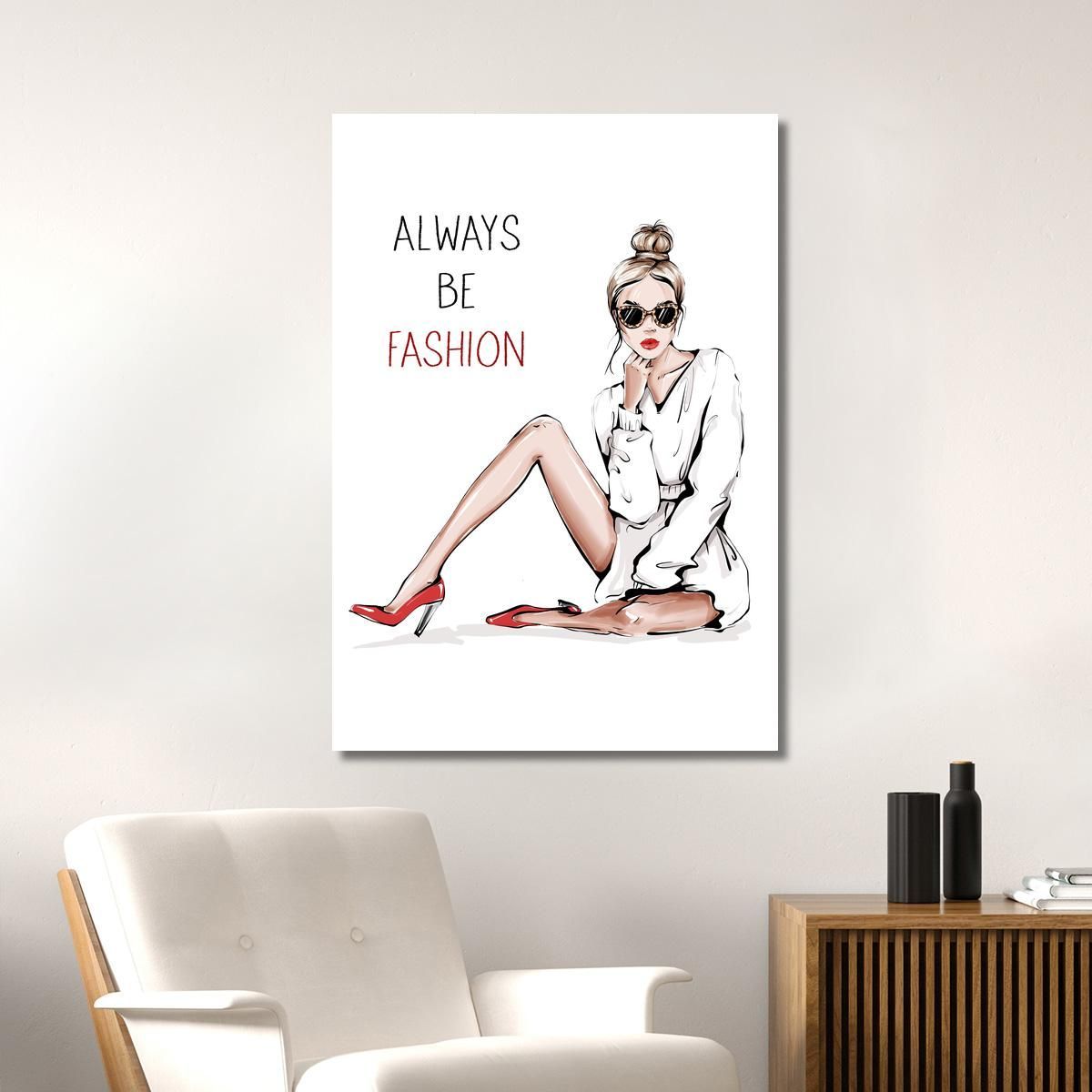 Fashion Woman Painting With Vintage Glasses Fashion fsn38 canvas print 