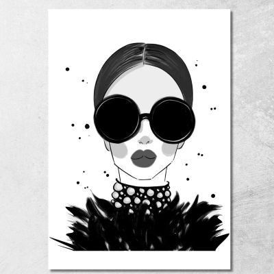 Glamorous Woman Painting Dark Glasses Fashion fsn41 canvas print 