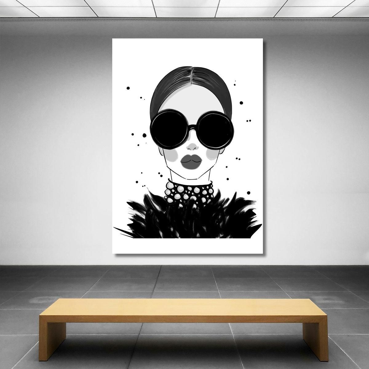 Glamorous Woman Painting Dark Glasses Fashion fsn41 canvas print 