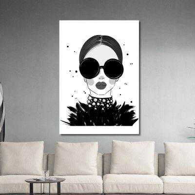 Glamorous Woman Painting Dark Glasses Fashion fsn41 canvas print 