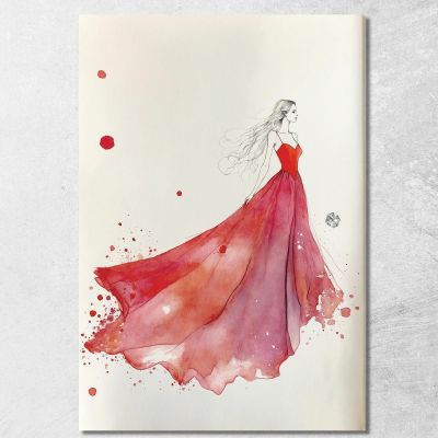 Painting Woman Illustration Minimalist Red Dress Fashion fsn42 canvas print 