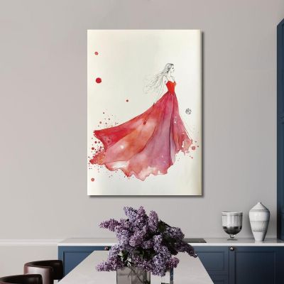 Painting Woman Illustration Minimalist Red Dress Fashion fsn42 canvas print 