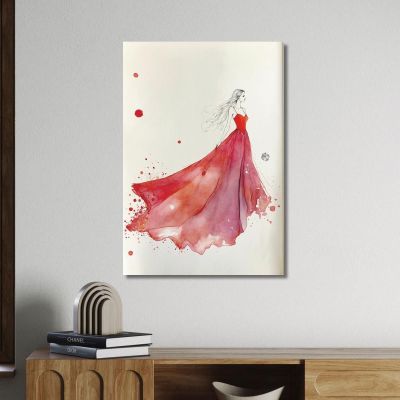 Painting Woman Illustration Minimalist Red Dress Fashion fsn42 canvas print 