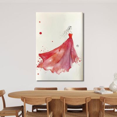 Painting Woman Illustration Minimalist Red Dress Fashion fsn42 canvas print 