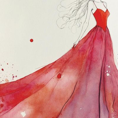 Painting Woman Illustration Minimalist Red Dress Fashion fsn42 canvas print