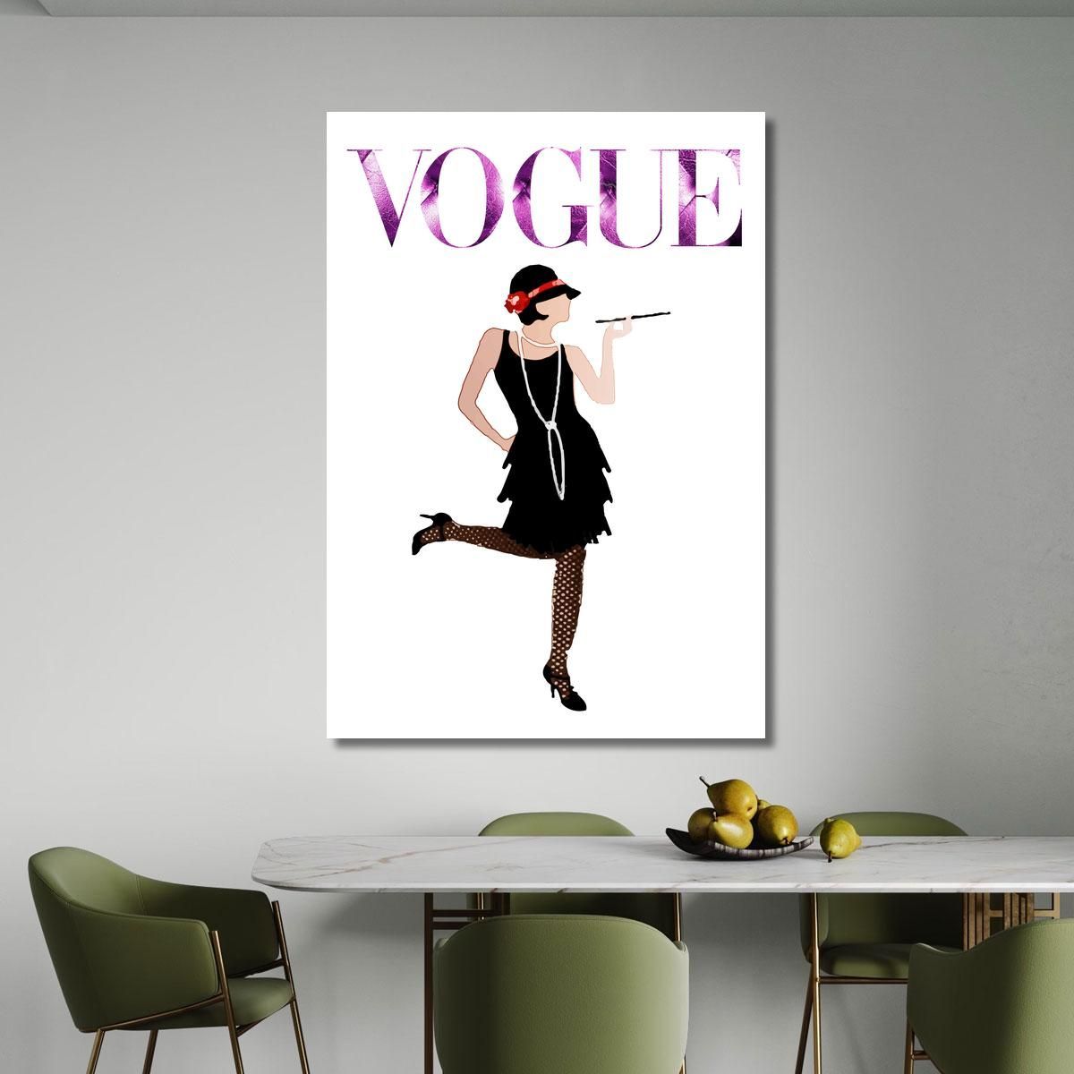 Painting Of A Woman In A Black Dress 1920S Style Vogue Fashion fsn43 canvas print 