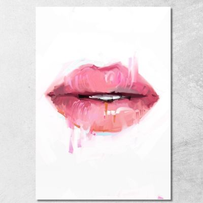 Abstract Lips Painting In Pastel Pink Shades Fashion fsn54 canvas print 