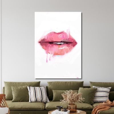 Abstract Lips Painting In Pastel Pink Shades Fashion fsn54 canvas print 