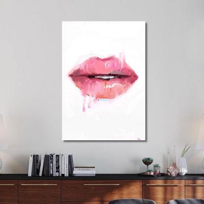 Abstract Lips Painting In Pastel Pink Shades Fashion fsn54 canvas print 