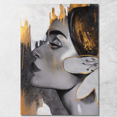 Woman Profile Picture With Gold Details Fashion fsn62 canvas print 
