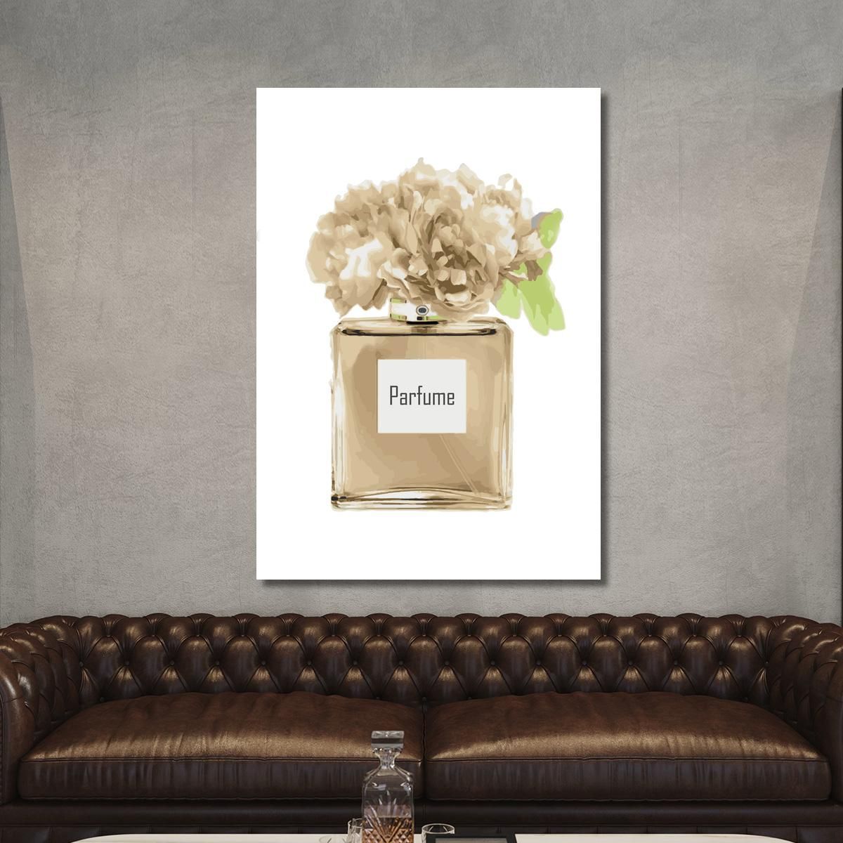 Beige Perfume Painting With Delicate Light Flowers Fashion fsn65 canvas print 