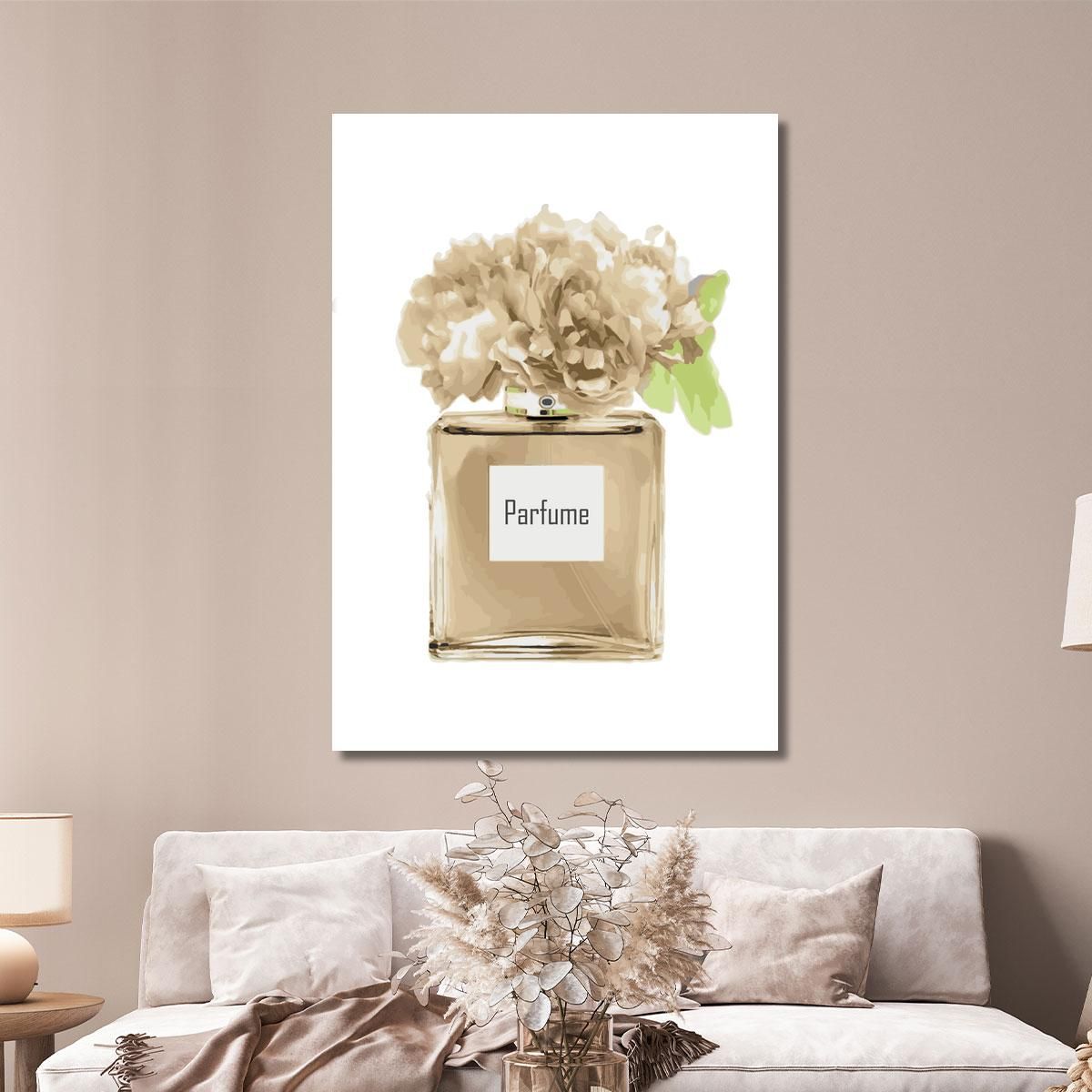 Beige Perfume Painting With Delicate Light Flowers Fashion fsn65 canvas print 