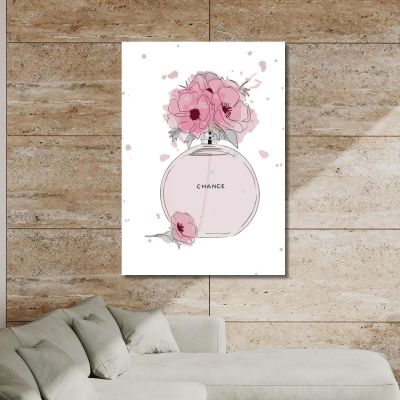 Perfume Painting With Pink Flowers And White Background Fashion fsn67 canvas print 