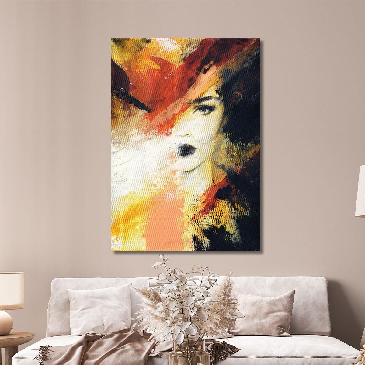 Abstract Portrait Painting Woman Warm Colors Fashion fsn74 canvas print 