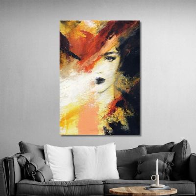 Abstract Portrait Painting Woman Warm Colors Fashion fsn74 canvas print 