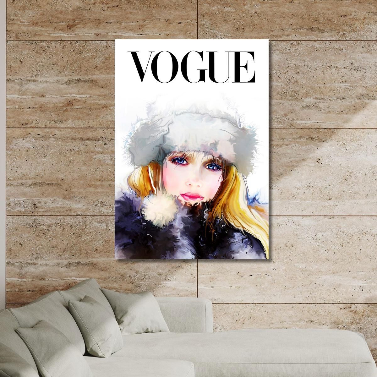 Female Portrait Painting With Fur Hat Vogue Fashion fsn80 canvas print 