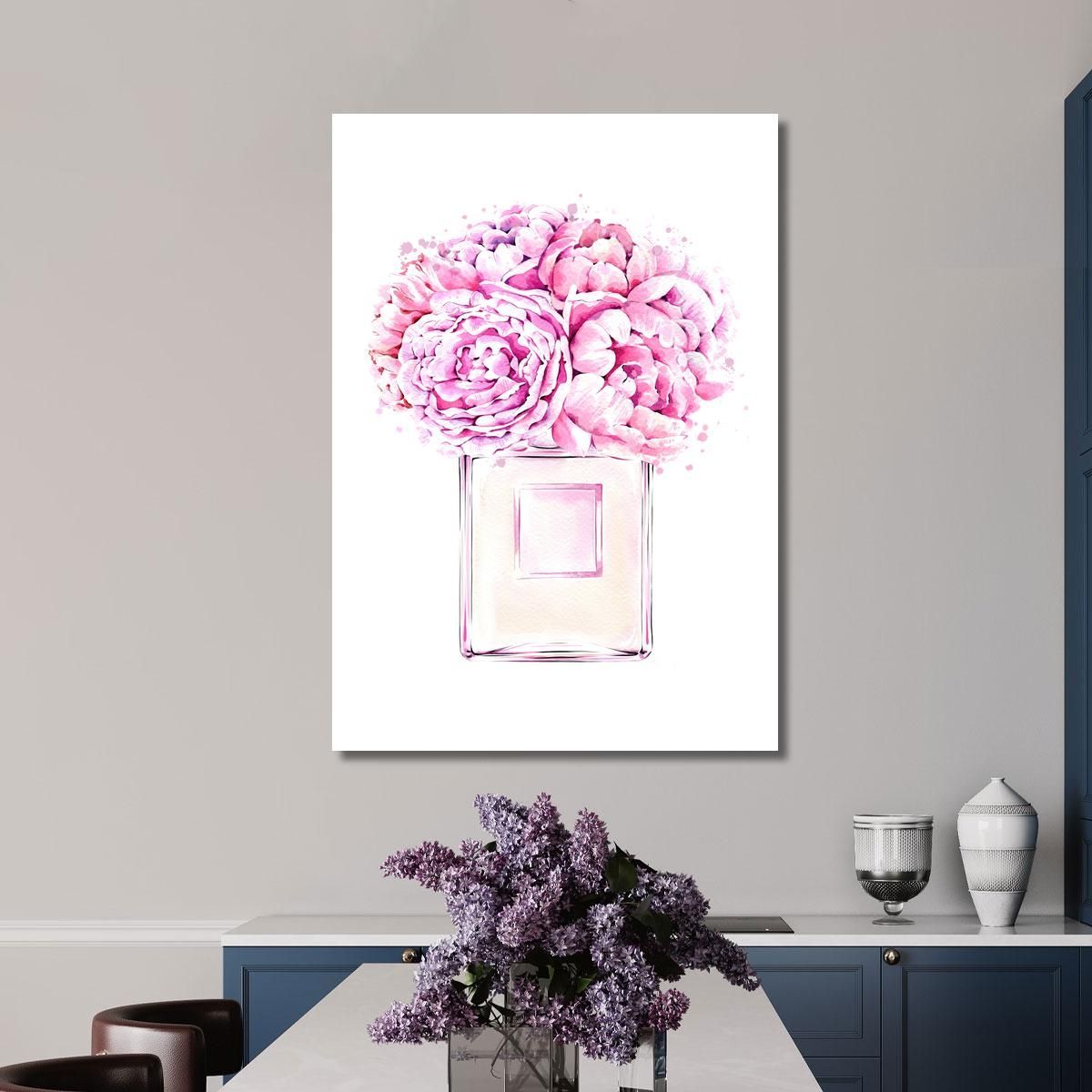 Pink Peony Flower Vase Painting Fashion fsn89 canvas print 