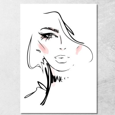 Stylized Female Face Painting Minimalist Drawing Fashion fsn94 canvas print 