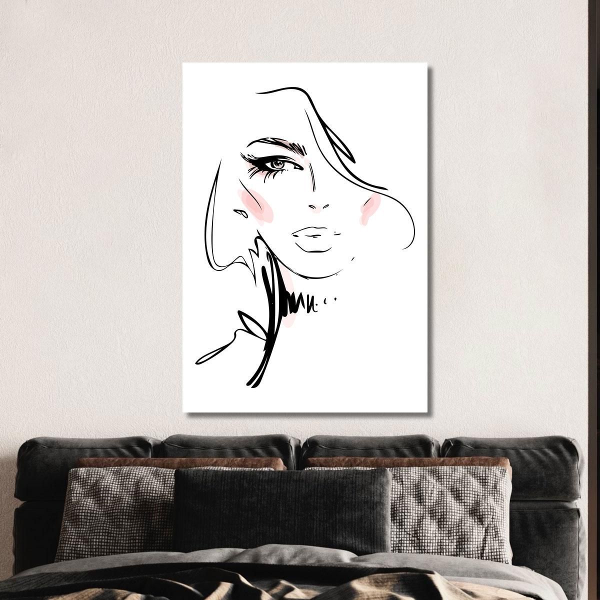 Stylized Female Face Painting Minimalist Drawing Fashion fsn94 canvas print 