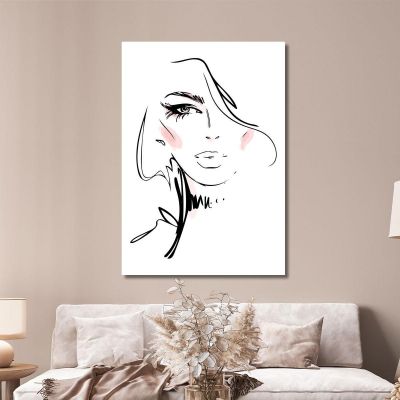 Stylized Female Face Painting Minimalist Drawing Fashion fsn94 canvas print 