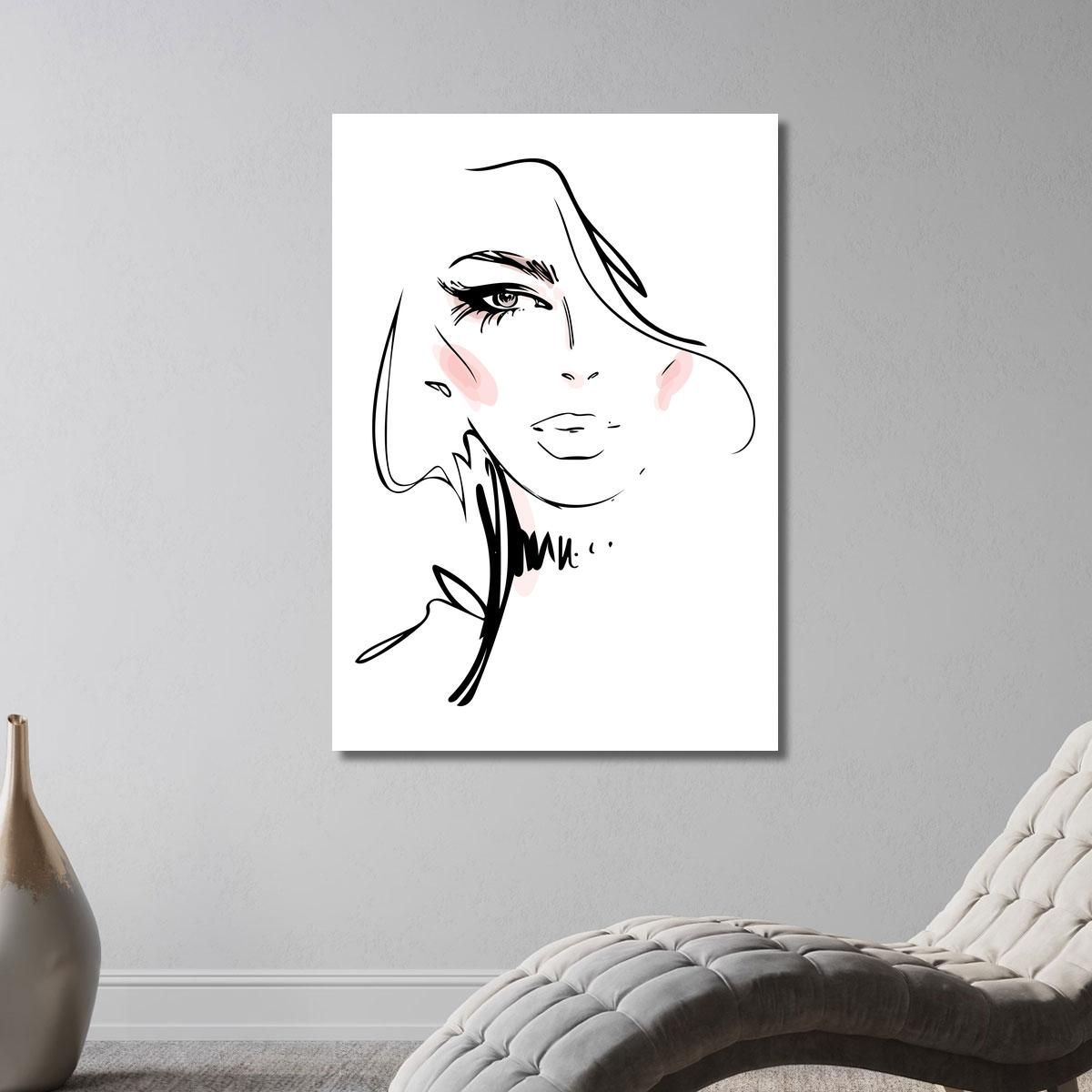 Stylized Female Face Painting Minimalist Drawing Fashion fsn94 canvas print 