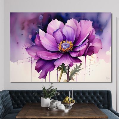 Watercolor Painting Purple Flower Modern Painting Abstract Flowers flp1 canvas print 