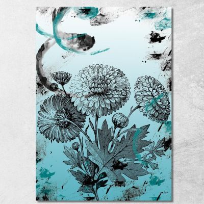 Vintage Abstract Chrysanthemum Painting Modern Abstract Flowers Painting flp10 canvas print 