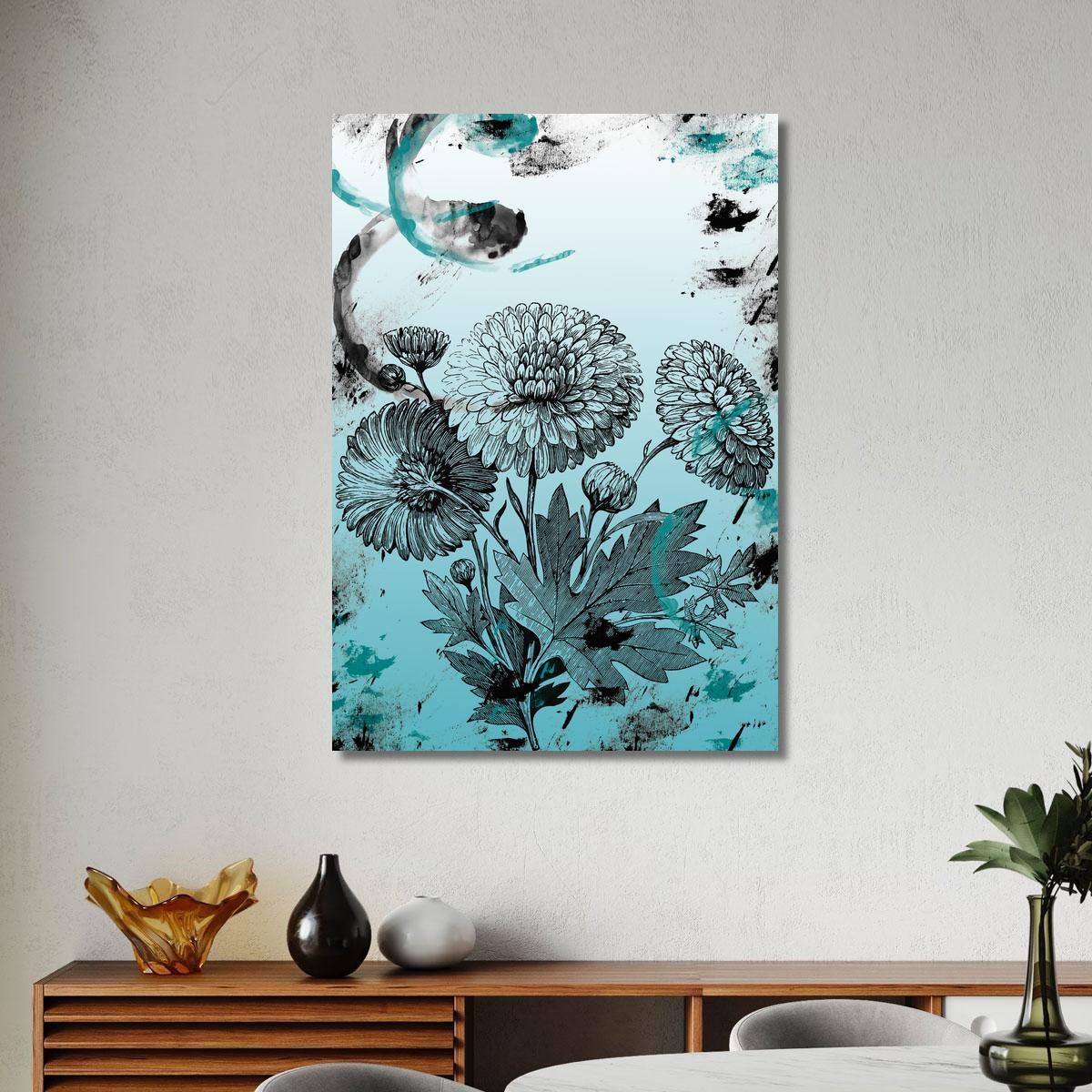 Vintage Abstract Chrysanthemum Painting Modern Abstract Flowers Painting flp10 canvas print 