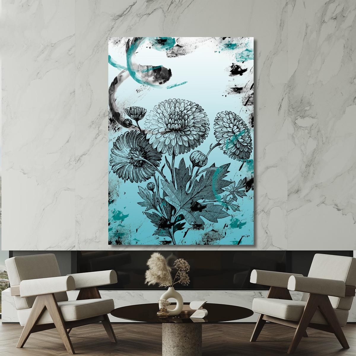 Vintage Abstract Chrysanthemum Painting Modern Abstract Flowers Painting flp10 canvas print 