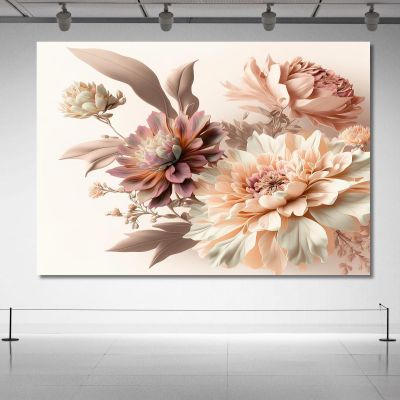 Pink And Beige Flowers Painting Vintage Watercolor Modern Abstract Flowers Painting flp21 canvas print 