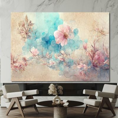 Watercolor Style Pink Flowers Painting Modern Abstract Flowers Painting flp22 canvas print 