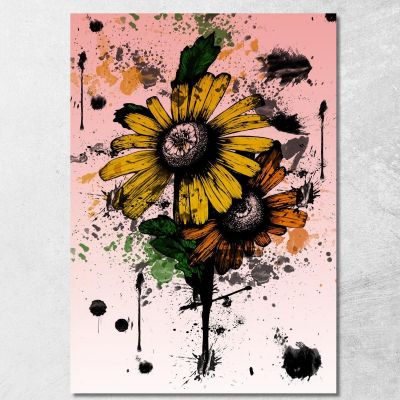 Abstract Yellow Sunflowers Painting Color Spots Modern Abstract Flowers Painting flp26 canvas print 